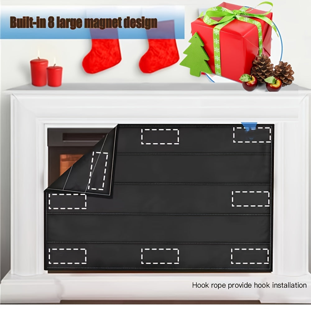 Festive Magnetic Fireplace Blanket 100cm x 39cm PVC Fireproof Cover