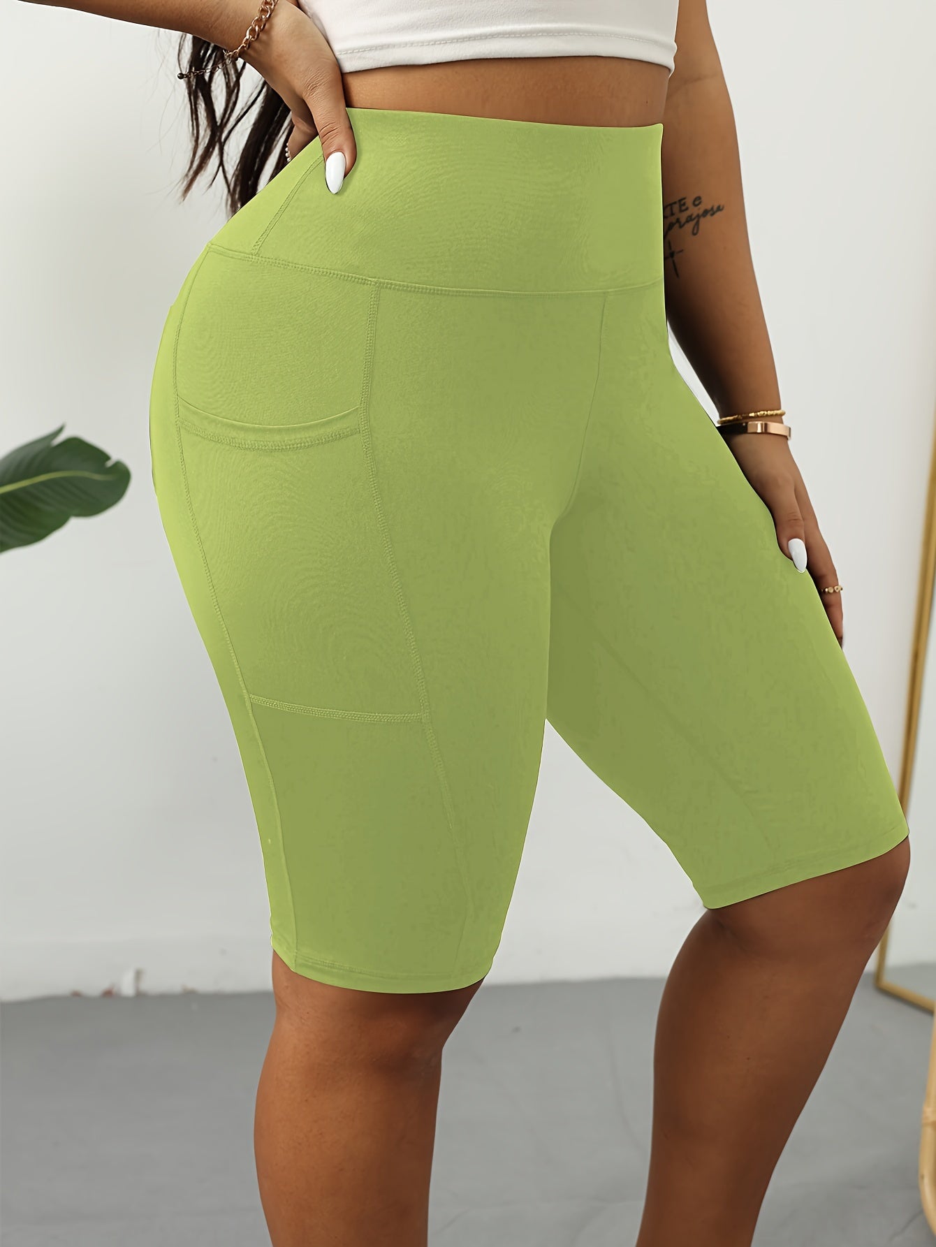 Women's Oversized Bicycle Shorts with Pockets, High Waist, Hip Lifting, 3 Pack