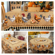 Farmhouse Rooster Chick Egg Print Tablecloth for Indoor Outdoor Use