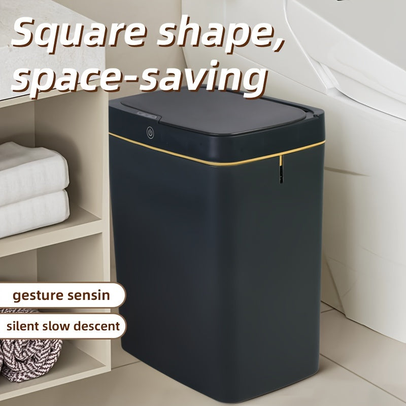 4.75 gallon aqlli axlat qutisi infraqizil sensorli oyoq bosish bilan ochiladi USB bilan quvvatlanadigan oq qora oltin detallari bilan hammom ofis oshxona