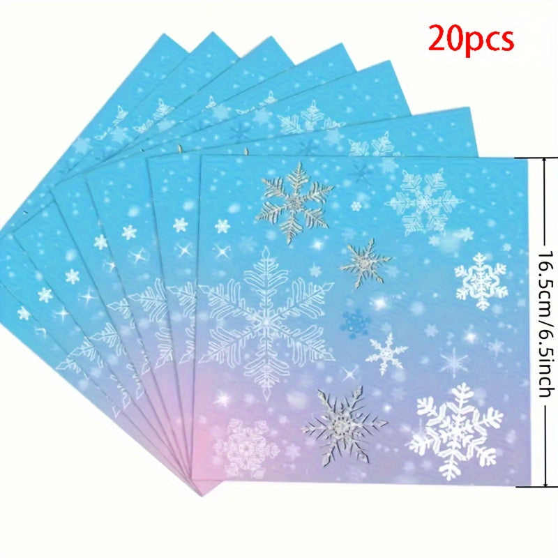 Set de vajilla temática de Frozen para 10 invitados, platos, vasos y servilletas con copos de nieve