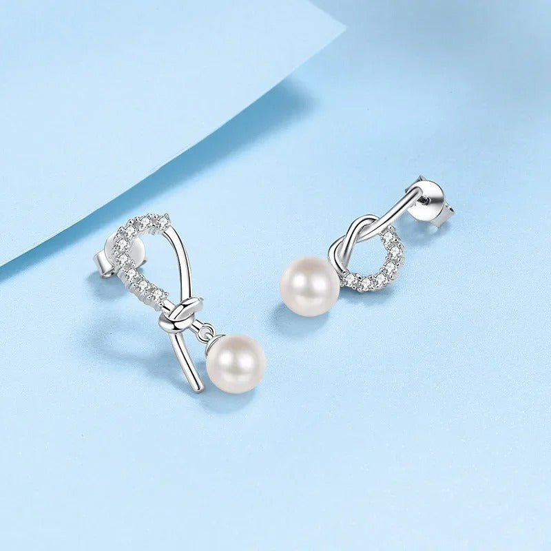 Women's Stud Earrings with Freshwater Pearl for Weddings and Parties 2.3G
