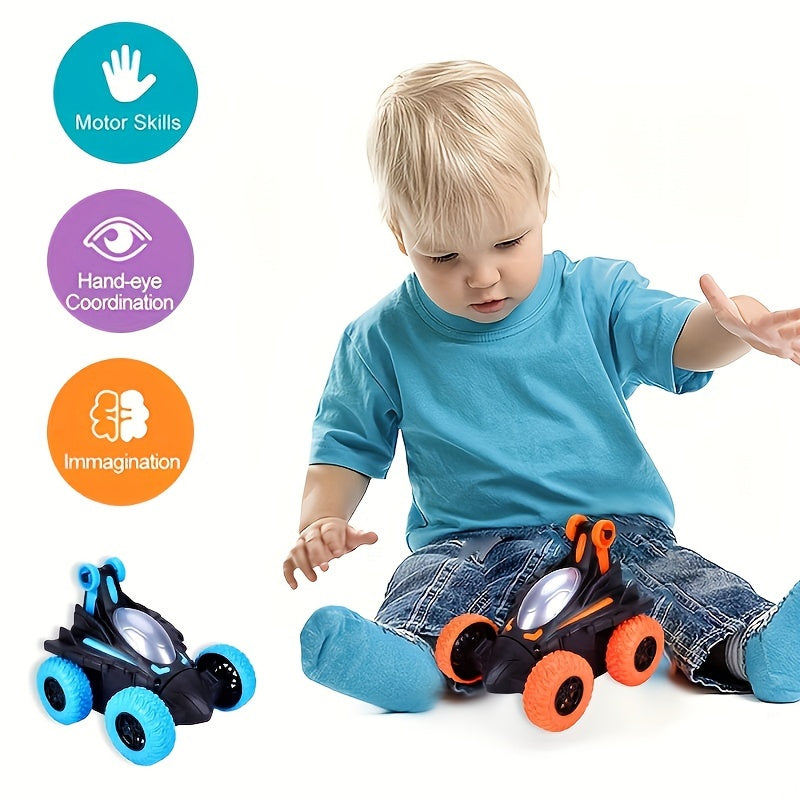 "Bolalar uchun 360-daraja aylanuvchi avtomobil o'yinchoq, chiroqlar va musiqa bilan, batareyada ishlaydigan plastikdan yasalgan, masofadan boshqarish pultiga ehtiyoj yo'q, o'g'il va qizlar uchun mos"