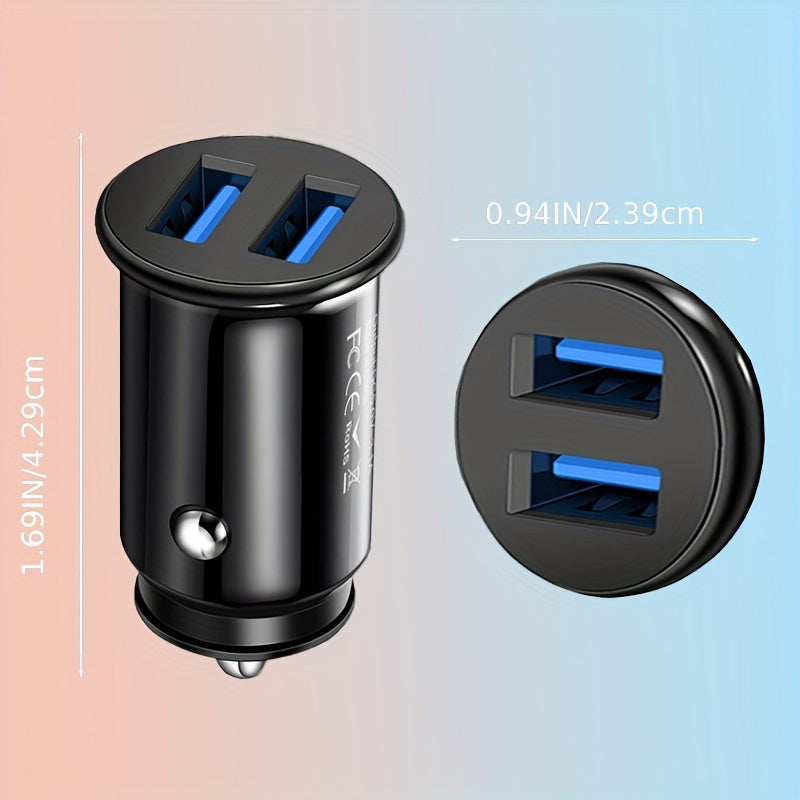 Mini USB Car Charger 2 Ports Fast Charging Adapter for Phones and Devices