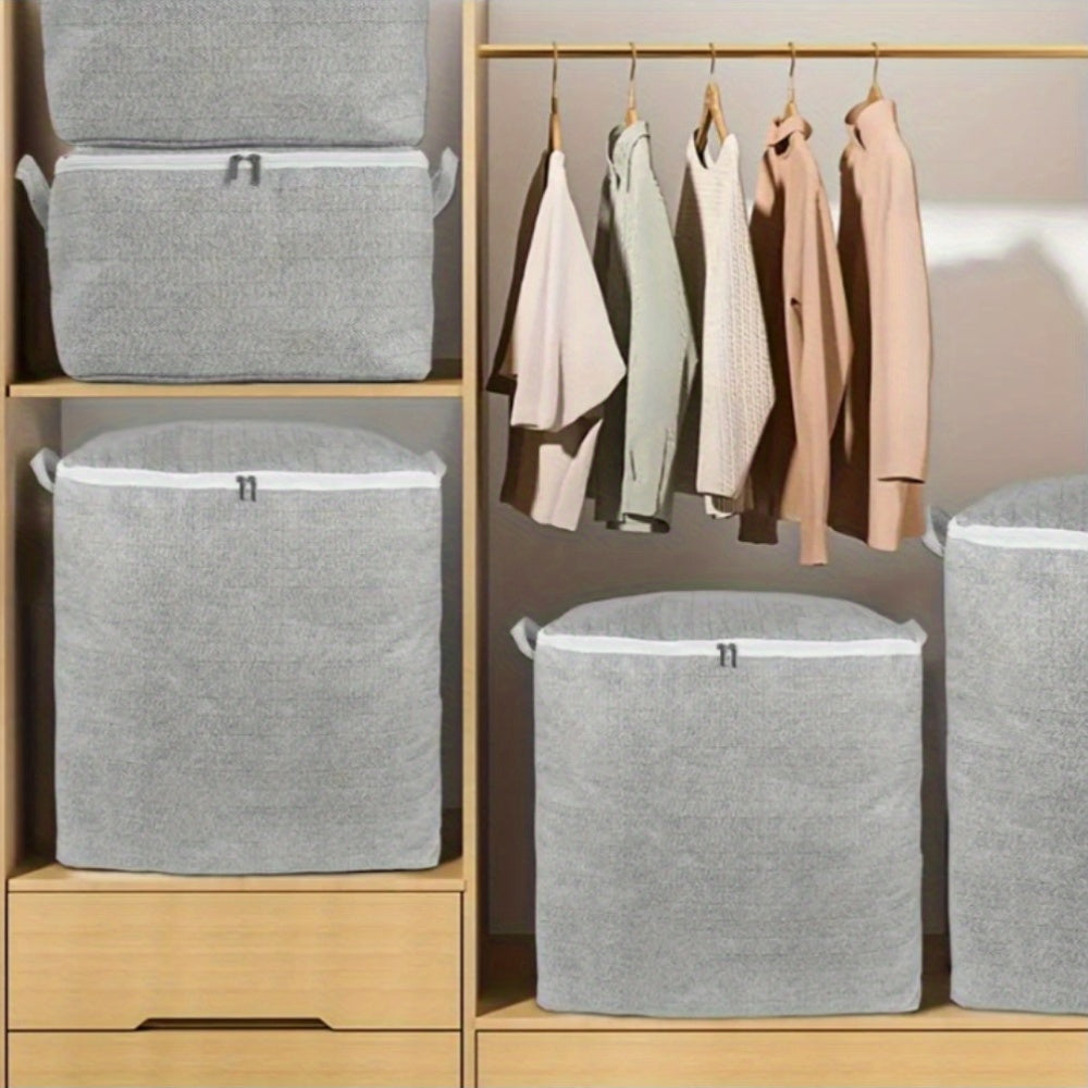 Gran cesta de ropa plegable con tapa, recipiente de almacenamiento de tela impermeable, asas, 54 kg