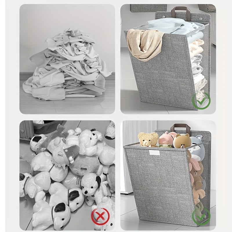 cesta de ropa rectangular con tapa, cesta plegable para ropa sucia para baño y dormitorio