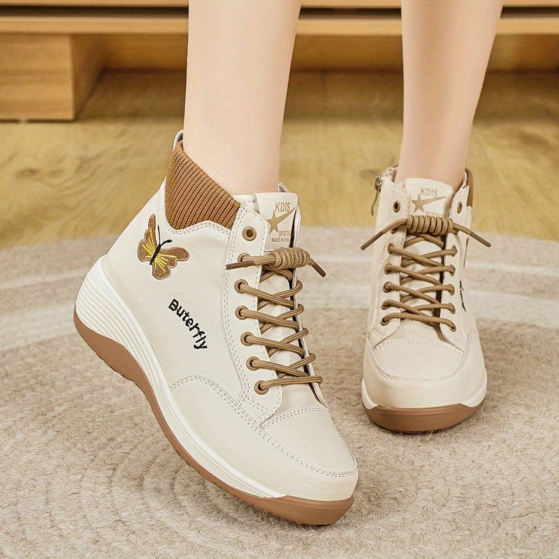 Women's Animal Print Platform Boots with Zipper, Round Toe, Low Heel