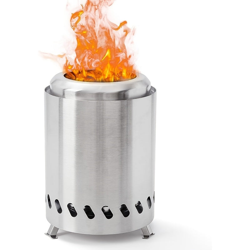 Portable Stainless Steel Fire Pit with Stand Smokeless Wood Burning Fire Bowl