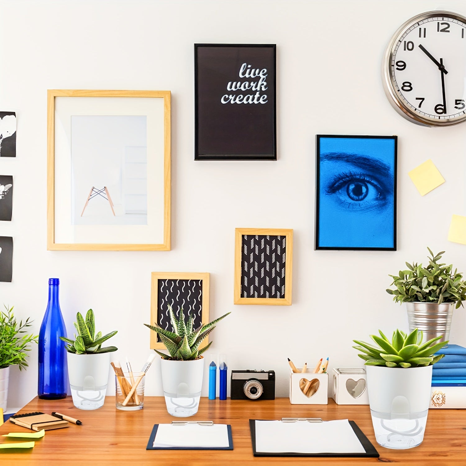 Self-Watering Planters Set 2 4 6 Pcs 10.41cm Plastic Indoor Outdoor