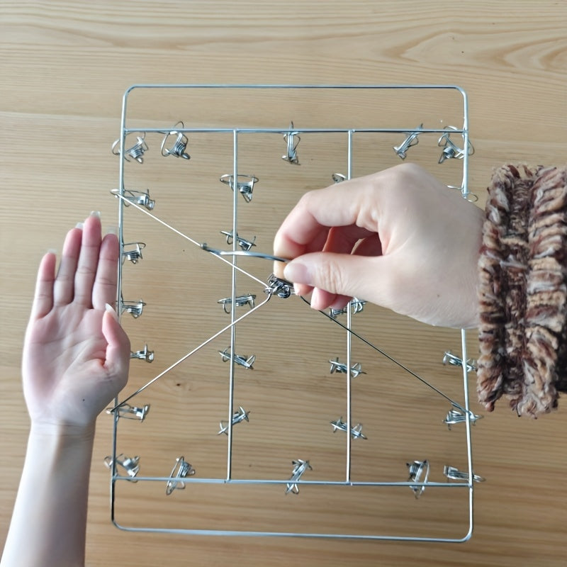 Stainless Steel Clothes Drying Rack with Clips Windproof Swivel Hook Multi-Clip Laundry Organizer