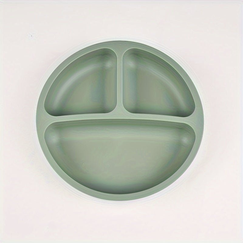 Three-Compartment Silicone Dinner Plate Soft Durable High-Temperature Resistant for Training