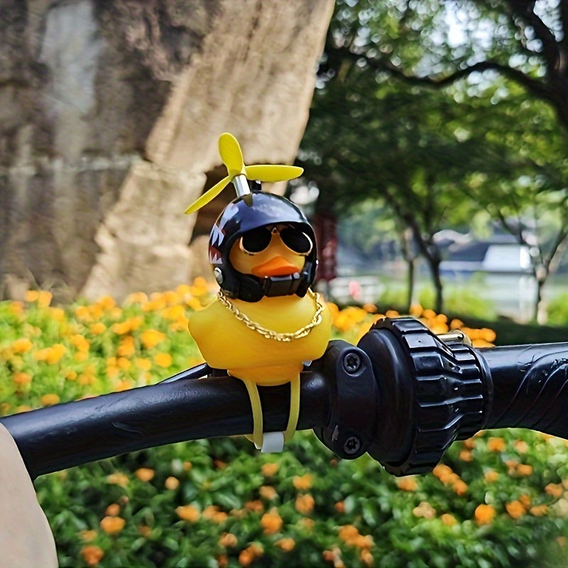 Kids Bicycle Handlebar Accessories Rubber Duck Helmet Propeller Glasses
