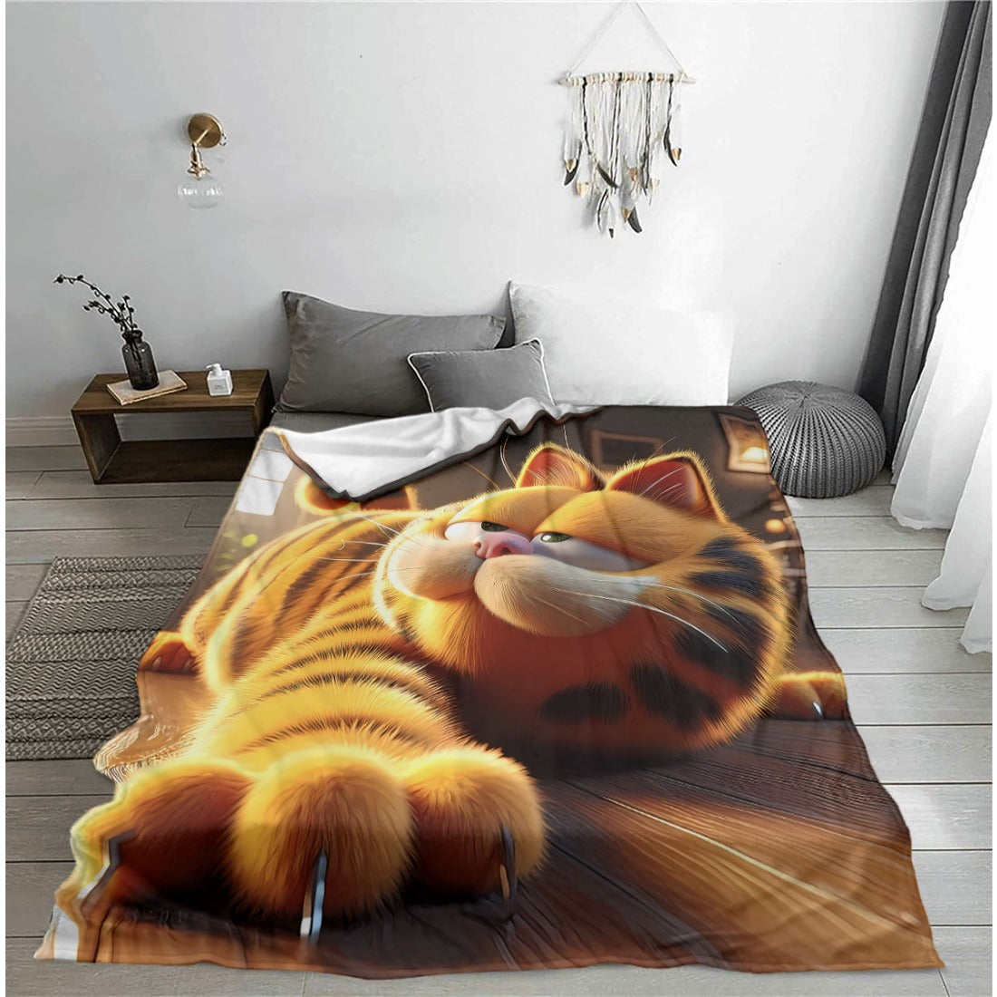 Cartoon Print Fleece Throw Blanket Soft Cozy Bed Couch Decor