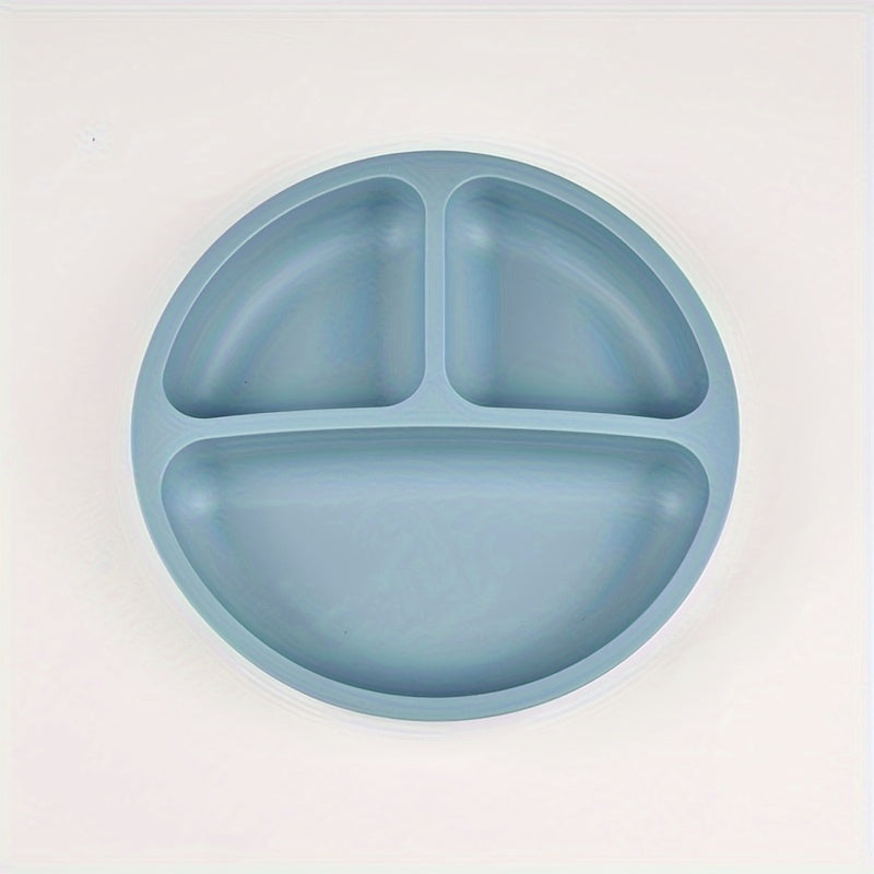 Three-Compartment Silicone Dinner Plate Soft Durable High-Temperature Resistant for Training