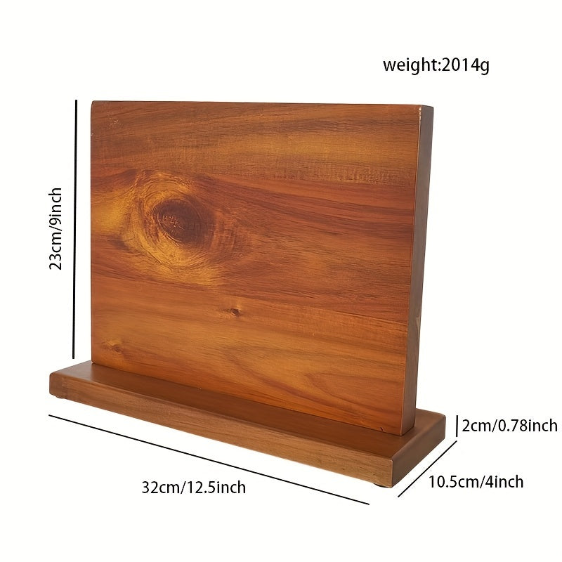 Thickened Acacia Wood Double-Sided Magnetic Knife Holder Kitchen Organizer