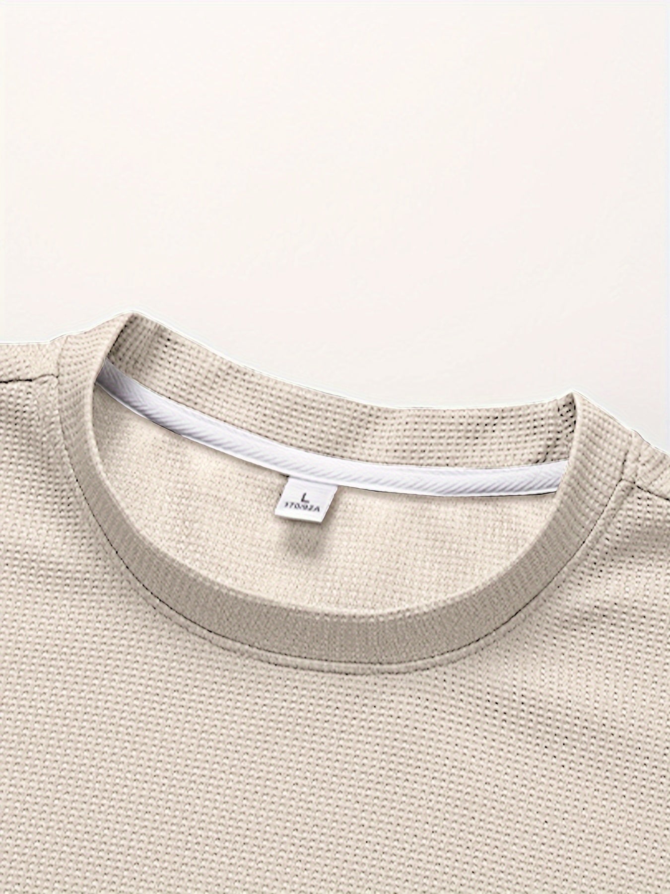 Camiseta de cuello redondo con patrón de cuadrícula de waffle para hombre, conjunto deportivo casual de dos piezas, transpirable, poliéster