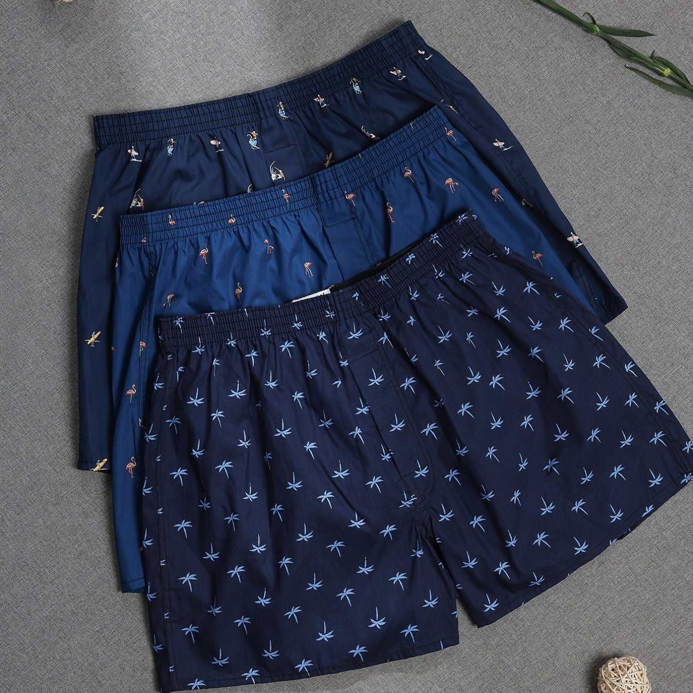 Мужские хлопковые боксёры в многоцветном стрелочном принте, свободный крой, дышащий, комплект из трёх