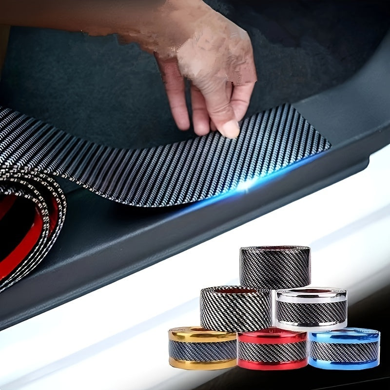 Car Door Threshold Strip Carbon Fiber Anti Scratch Door Foot Pedal Protector