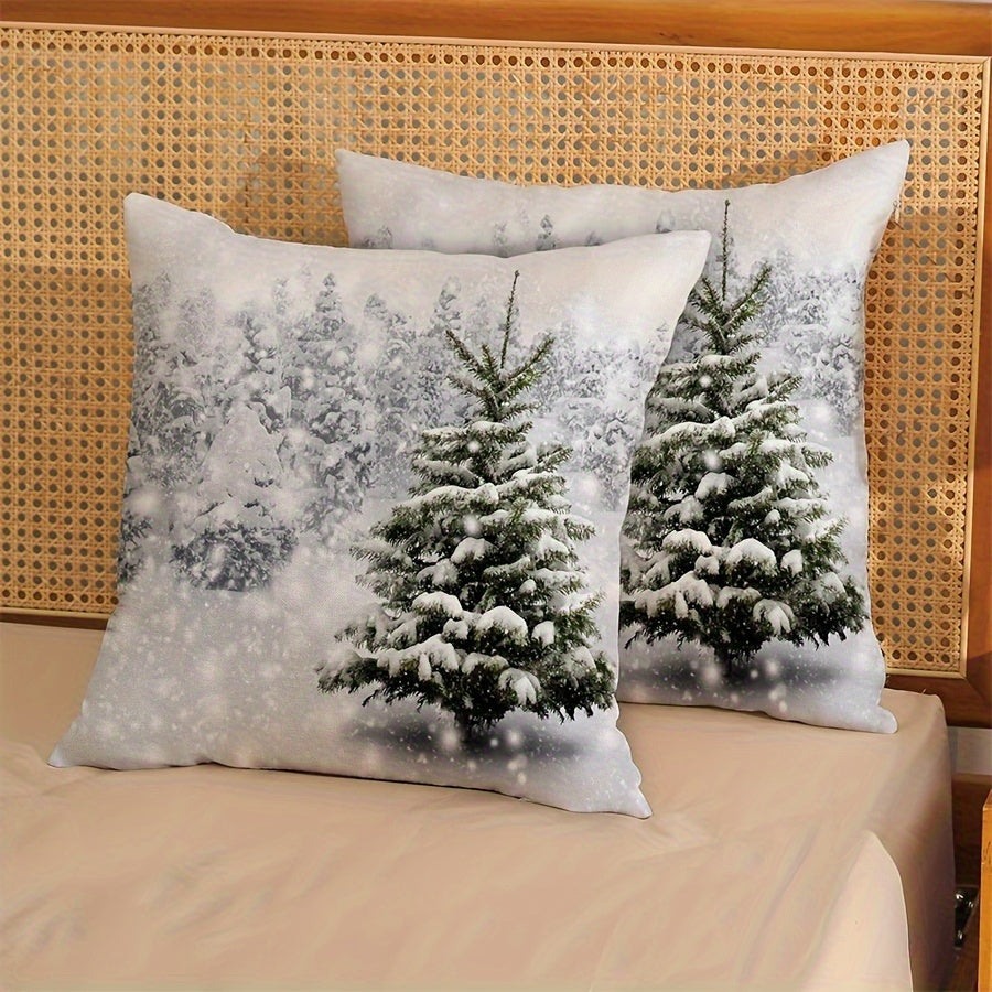 Winter Snowflake Tree Decorative Throw Pillow Covers 16x16 18x18 Polyester