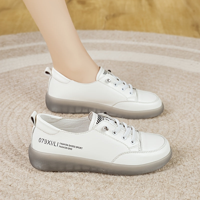 Women's PU Flat Shoes Lace Up Solid Color All Season