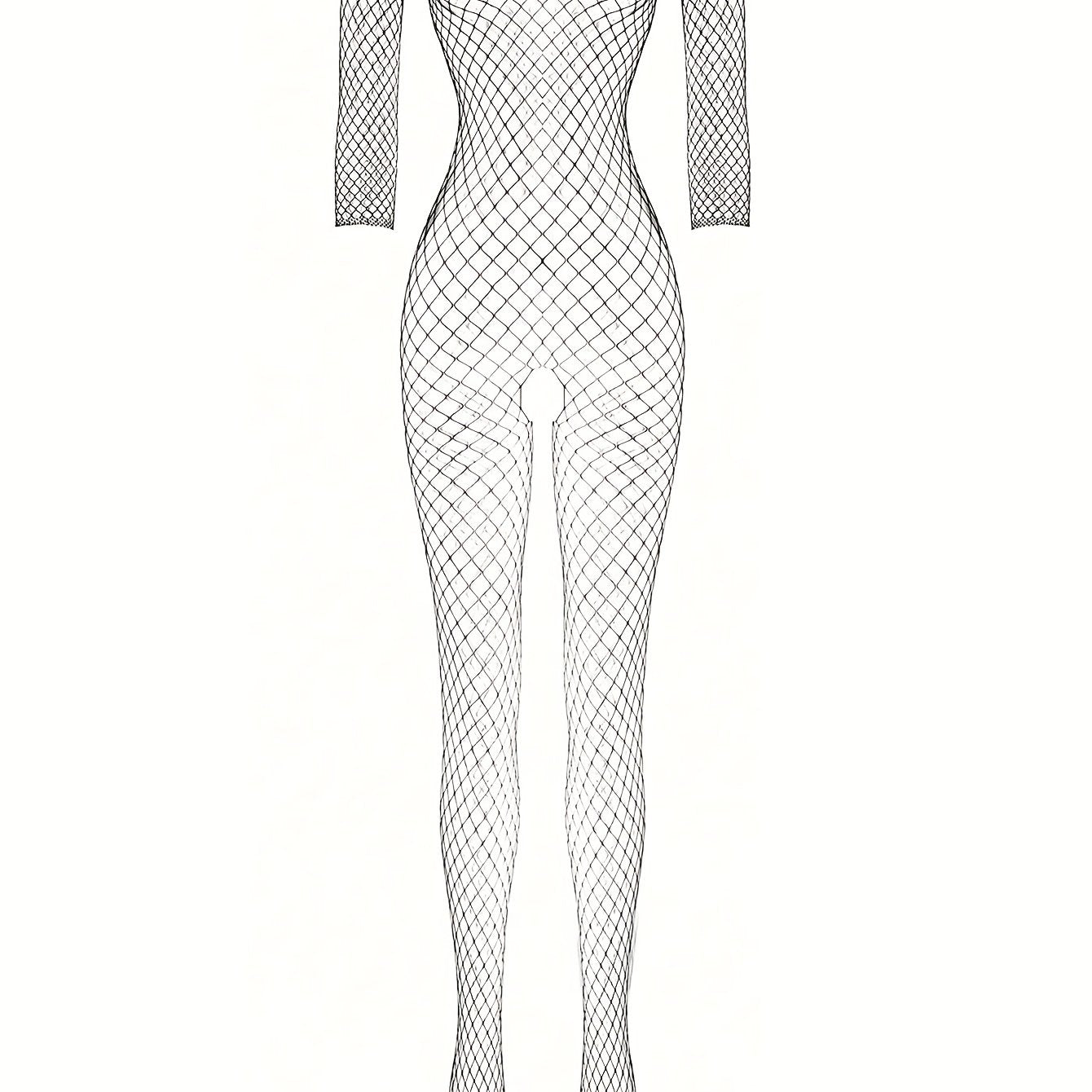 Women’s One-Shoulder Bodystocking in Fishnet Material