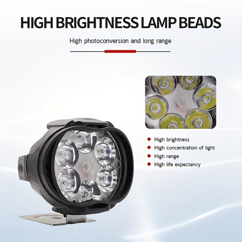 2PCS White 6LED Motorcycle Light Bar with Switch for Cars and Trucks