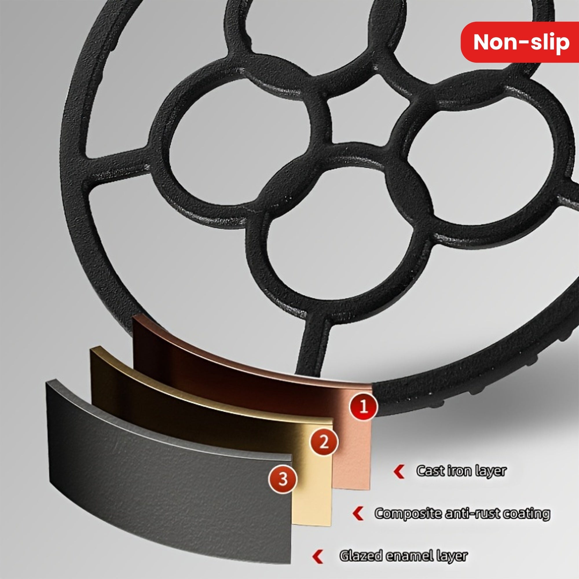 Непоскользящий чугунный подставка для кастрюль на газовой плите, идеально подходит для маленьких кастрюль и молочных кастрюль. Идеальный набор посуды для готовки на кухне.