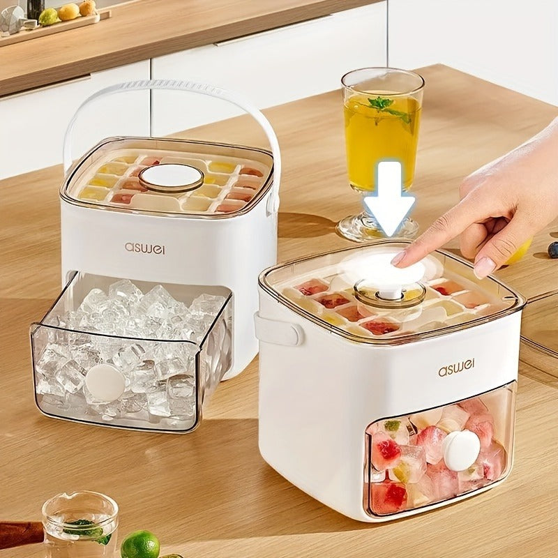 48-Cube Ice Maker Double-Layer Large Capacity Food-Grade PP Kitchen Use