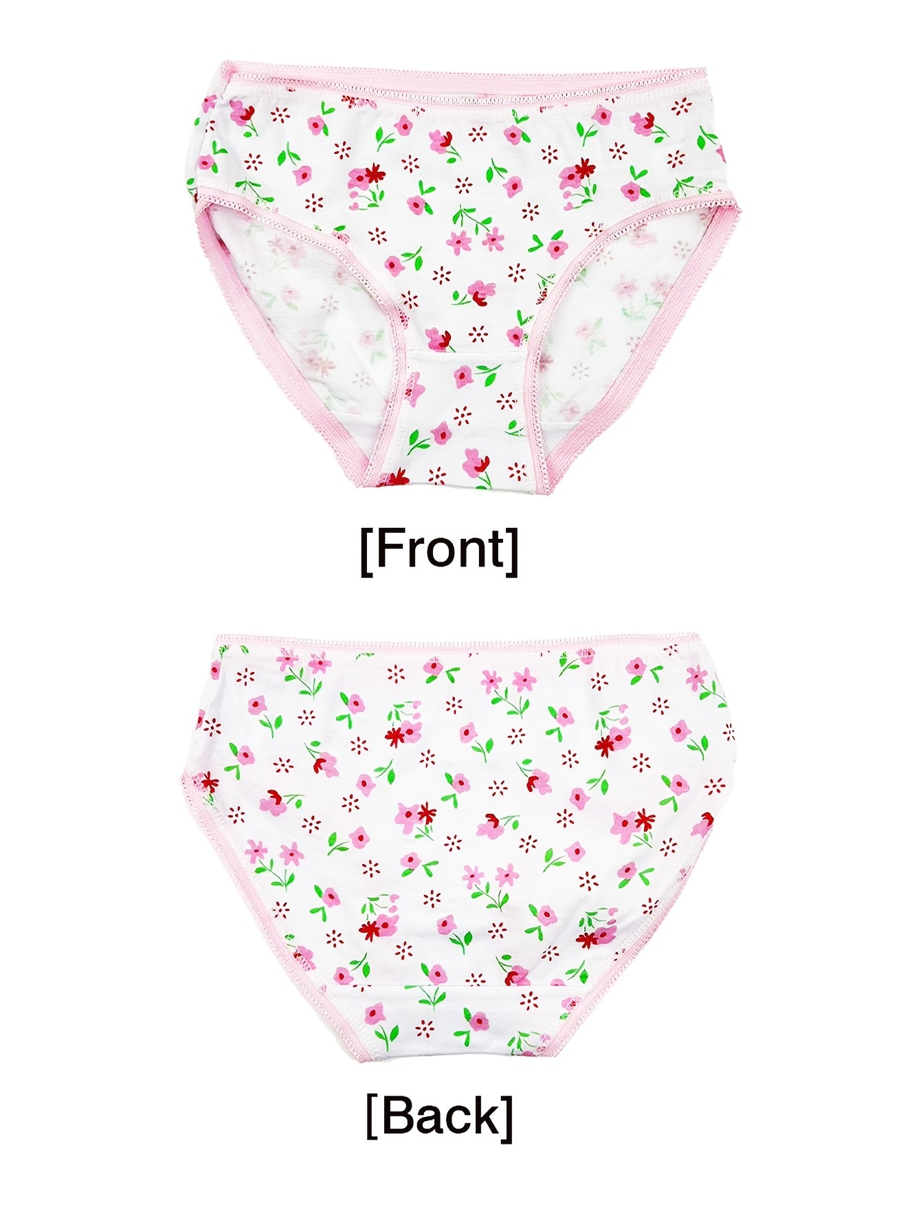 Girls Cotton Panties Set 6 Pairs Floral Love Pattern Breathable Lace Briefs