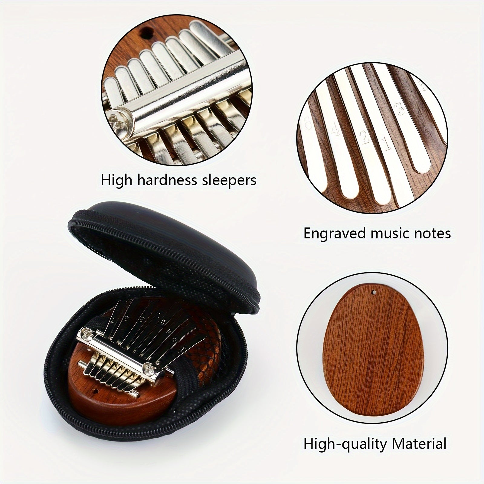 Mini Peach Wood Kalimba with 8 Keys and Storage Bag for Beginners and Music Lovers