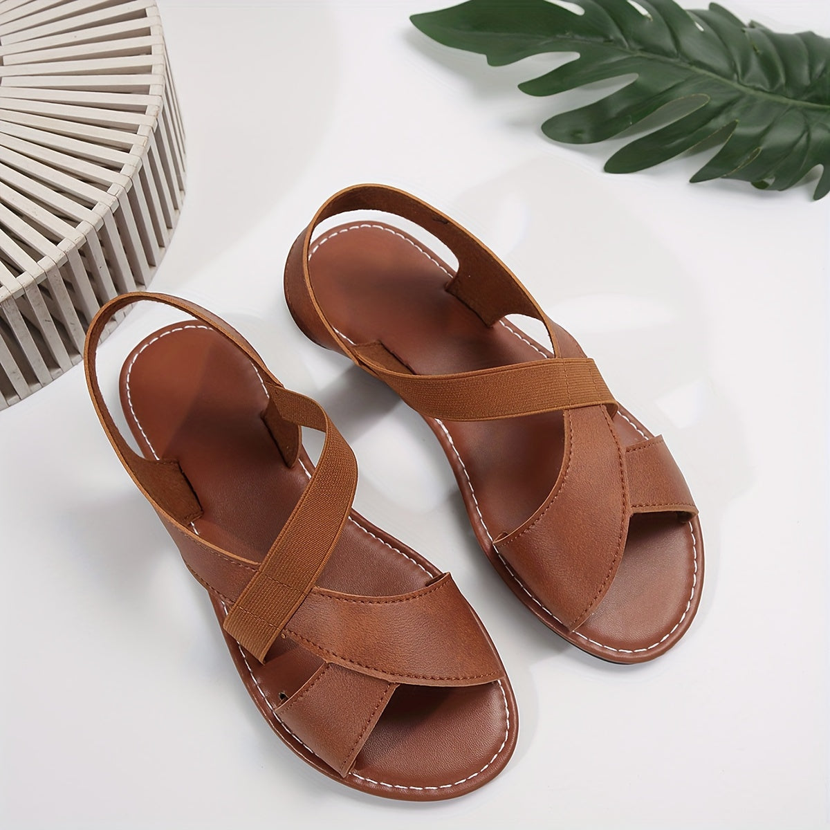 Women's Open Toe Fish Mouth Style Sandals with Chain Accent and Rubber Sole