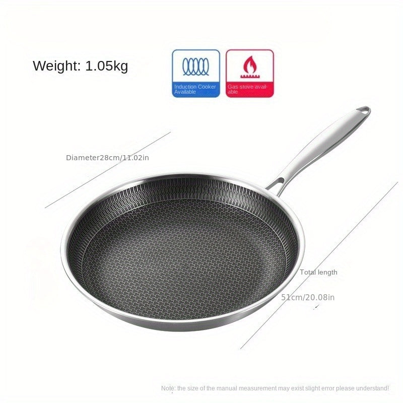 304 Stainless Steel Skillet with Non-Stick Honeycomb Coating for Eggs and Steaks
