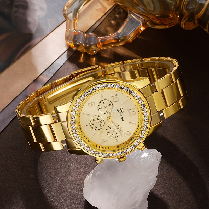 Qadimiy uslubdagi soat, tosh bezaklari va zanglamas po'latdan yasalgan tasma - 14 fevral, Pasxa yoki Eid Al-Adha uchun mukammal sovg'a.