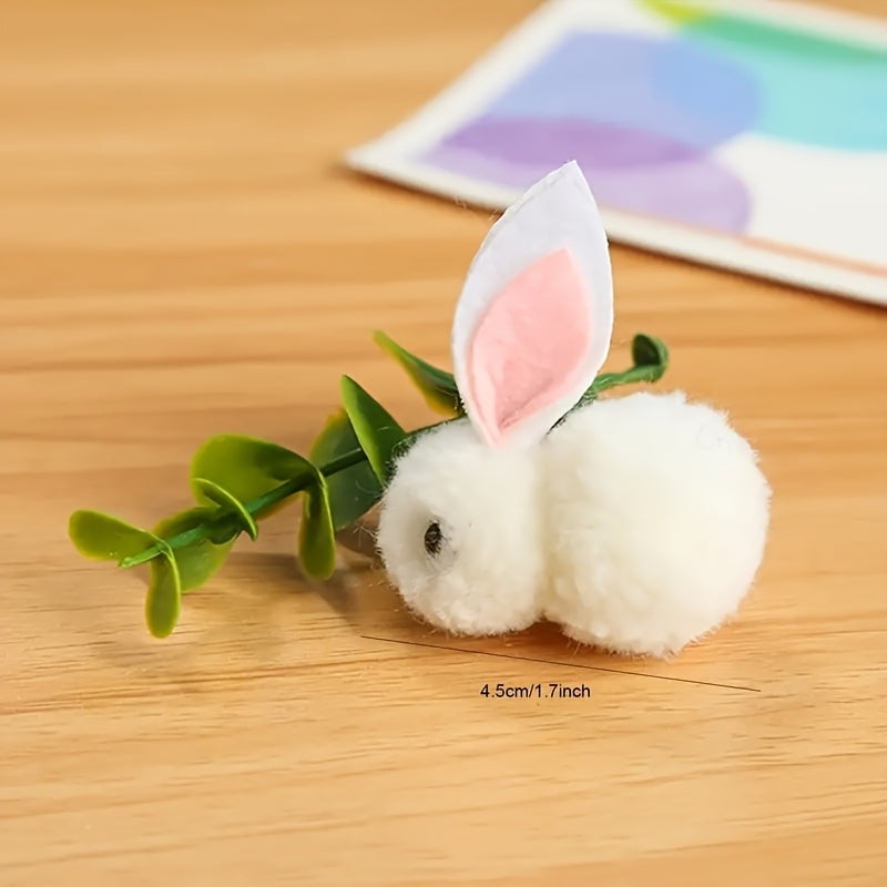 30pcs Easter Plush Bunny Doll Set White Linen Blend Fabric for Ages 14+