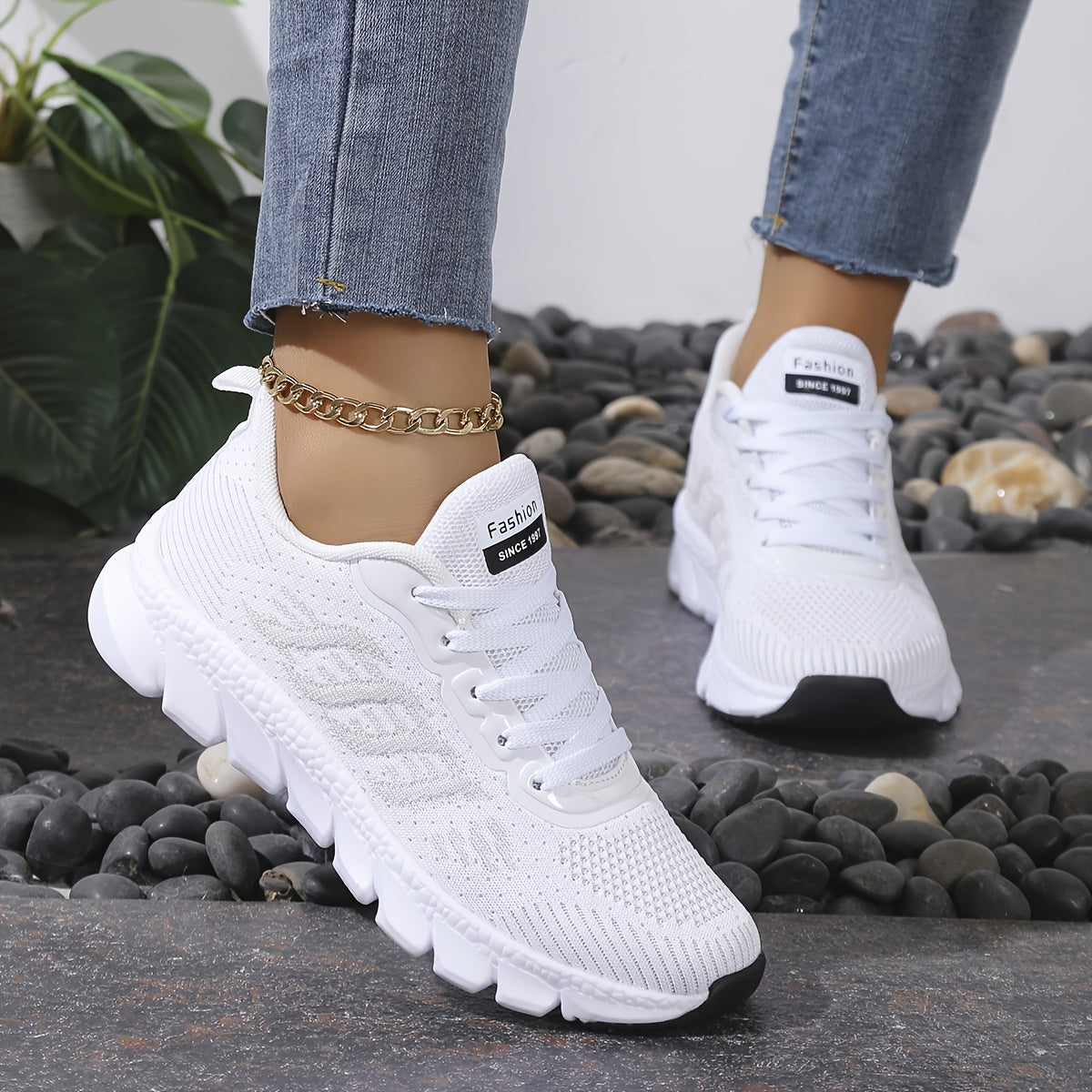 Women's Lightweight Running Sneakers Breathable Knit Non-Slip EVA Shoes