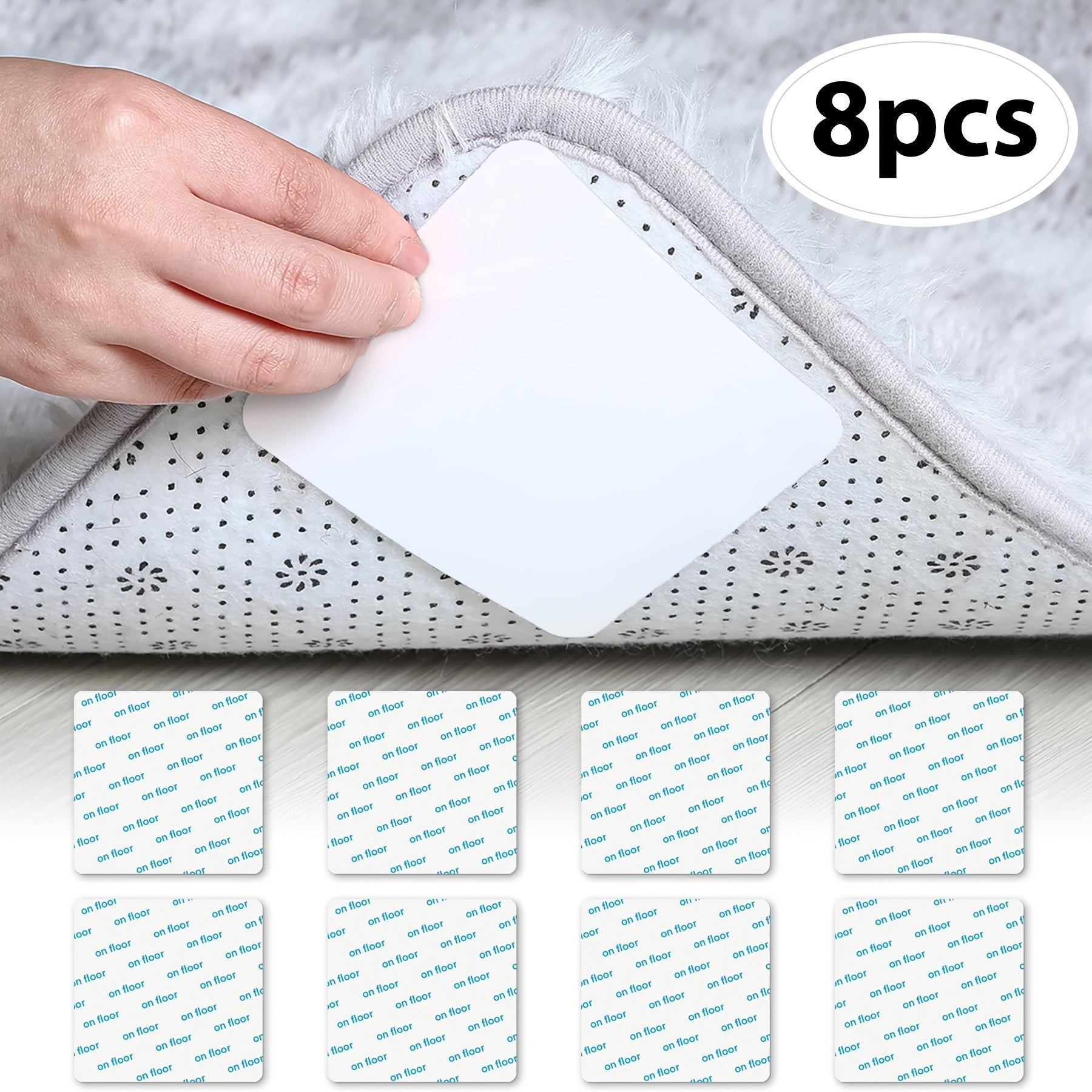 Set of 4/8 Anti-Slip Rug Gripper Pads 3.15x3.15 Inches for Hardwood Floors