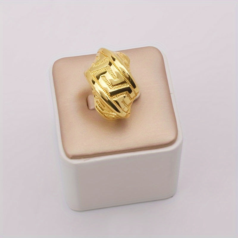 5-Piece Jewelry Set Gold Plated Copper Necklace Earrings Ring for Weddings and Parties