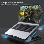 Laptop Cooling Stand with 6 Fans Adjustable Height LED Light USB Ports for 22.86-39.62 cm Laptops