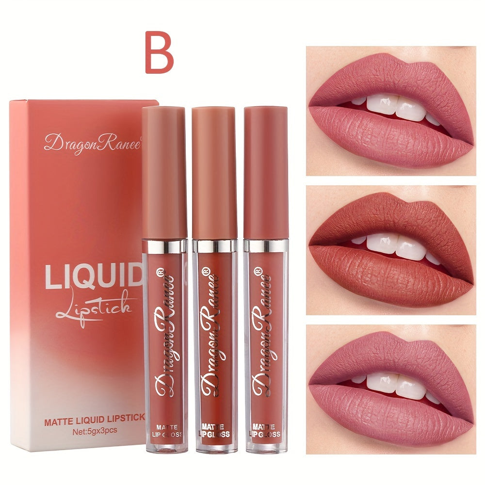 Women's Velvet Matte Lipstick Set 3-Pack Long-Lasting Non-Fading Moisturizing