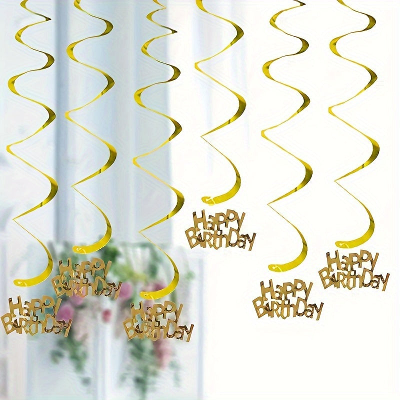 6pcs Gold Spiral Hanging Decorations for Parties and Celebrations