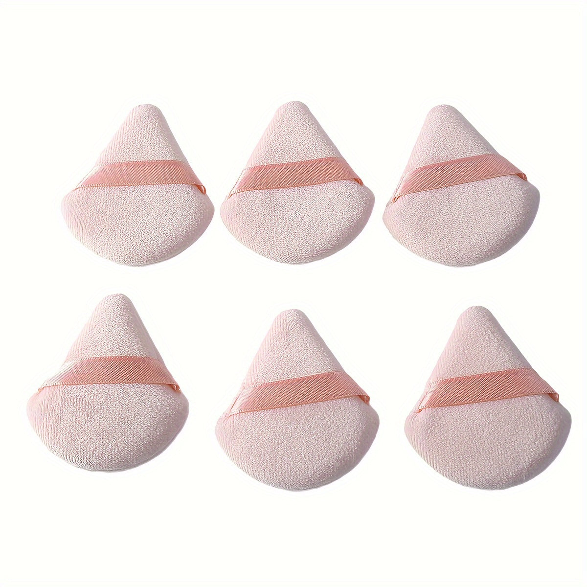 6pcs Pink Flocking Triangular Makeup Sponges for Foundation and Skincare