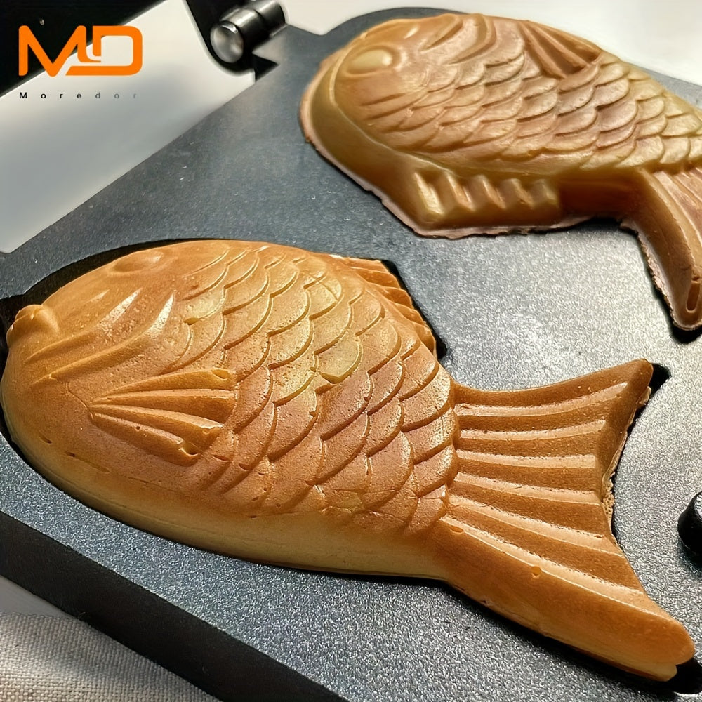 Fish-Shaped Nonstick Aluminum Taiyaki Maker with Handle for Home Grill