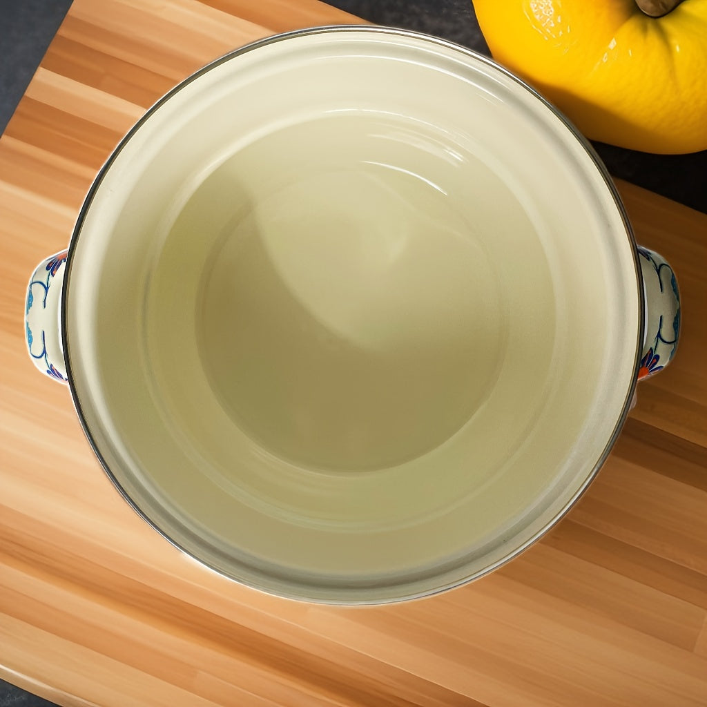 Enamel Double-Layer Steamer Pot with Lid, Multi-Functional Thickened Household Steamer for Soup and Stew