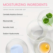 Set de cuidado de la piel Sakura para todo tipo de pieles, hidratante con ácido hialurónico, 6 piezas