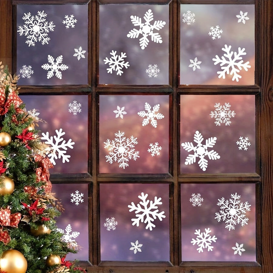 Christmas Window Stickers Snowflakes Static Cling Decorations for Holiday Parties 27 Pieces