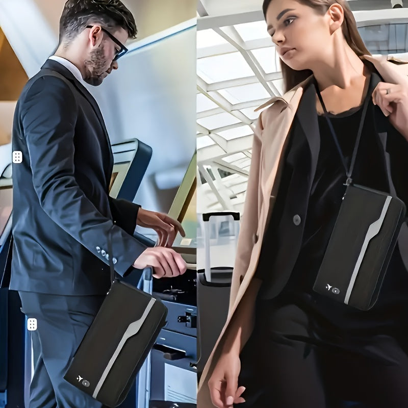 Large Waterproof Passport Holder with Card Slots and Shoulder Strap