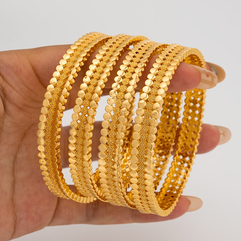 Set of Four Women's Alloy Bangles for Parties and Holidays Dubai-Inspired Jewelry