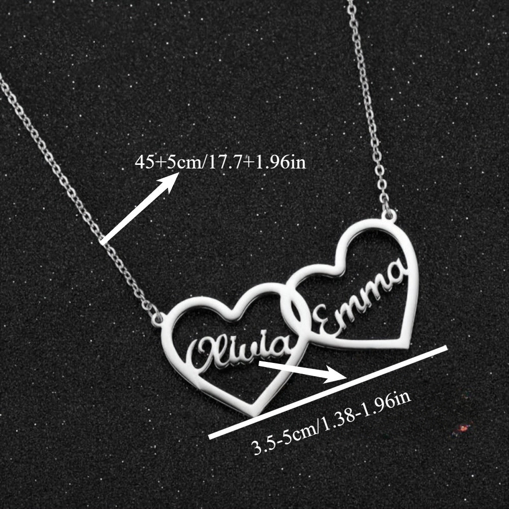 Personalized Interlaced Heart Necklace with Custom Couple Pendant for Valentines Day