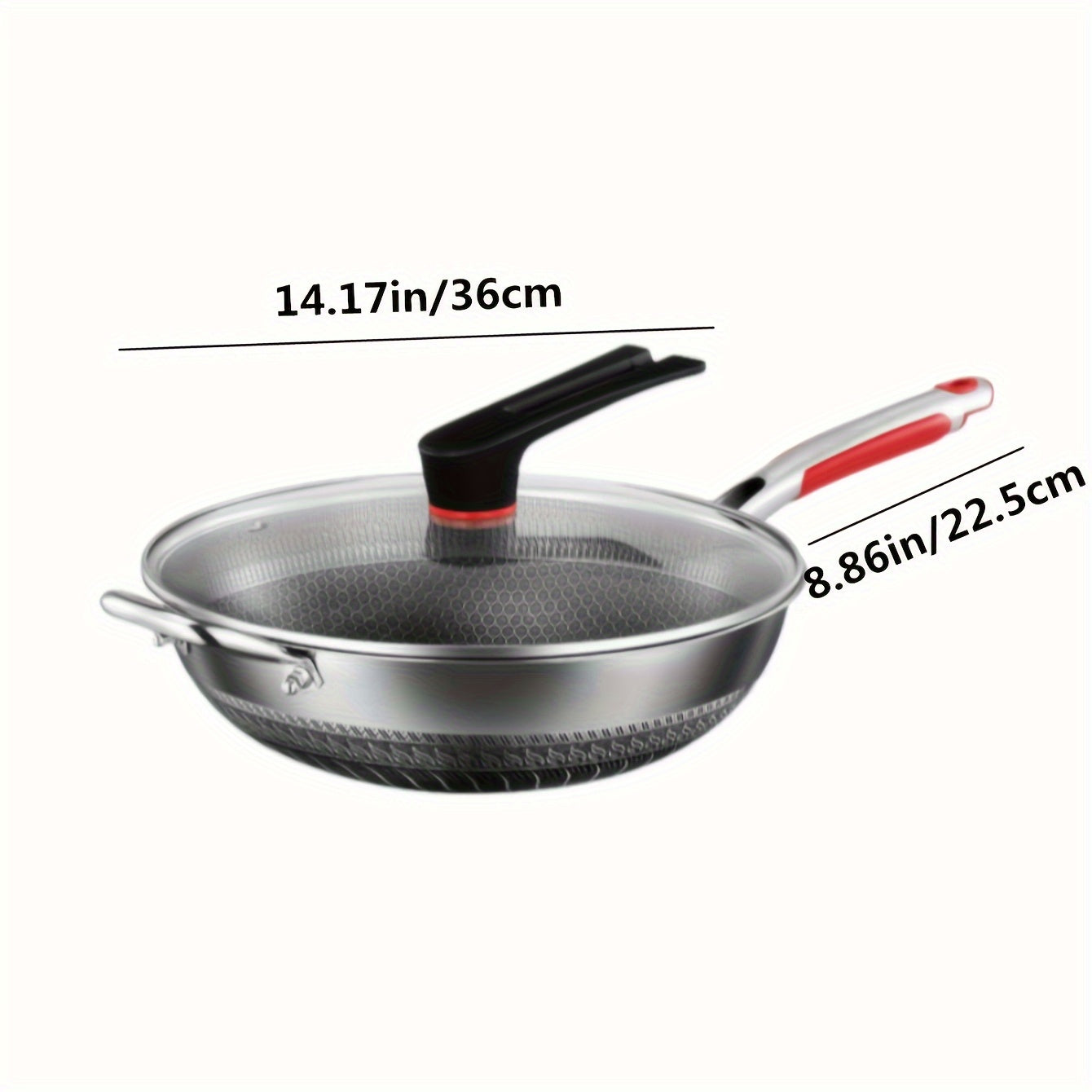 Stainless Steel Wok Non-Stick Honeycomb Pattern for Frying Gas Electric Stove