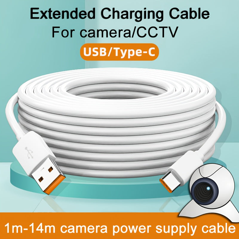 USB-A to Type-C Camera Power Cable 5V for Security Cameras CCTV Surveillance